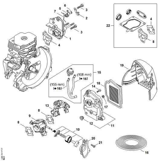 STIHL 4148-182-2800 Hebel positie 5 technische tekening