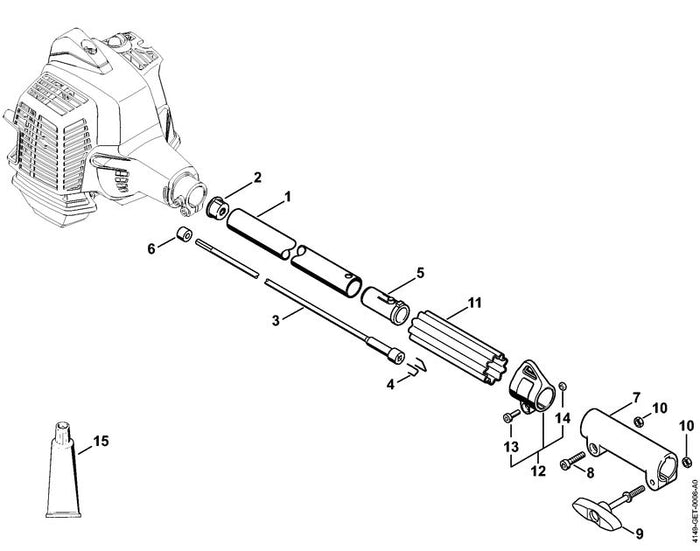 STIHL 4149-710-7126 Schaft Ø 25,4 mm positie 1 technische tekening