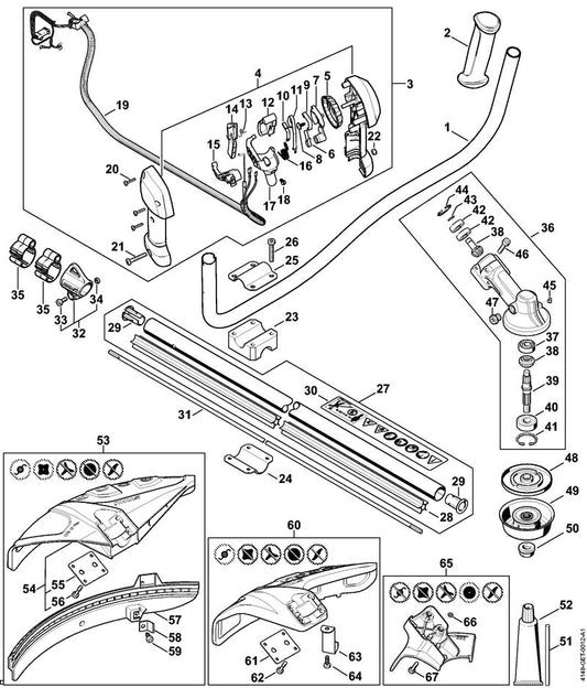 STIHL 4149-790-1306 Bedienungsgriff positie 3 technische tekening