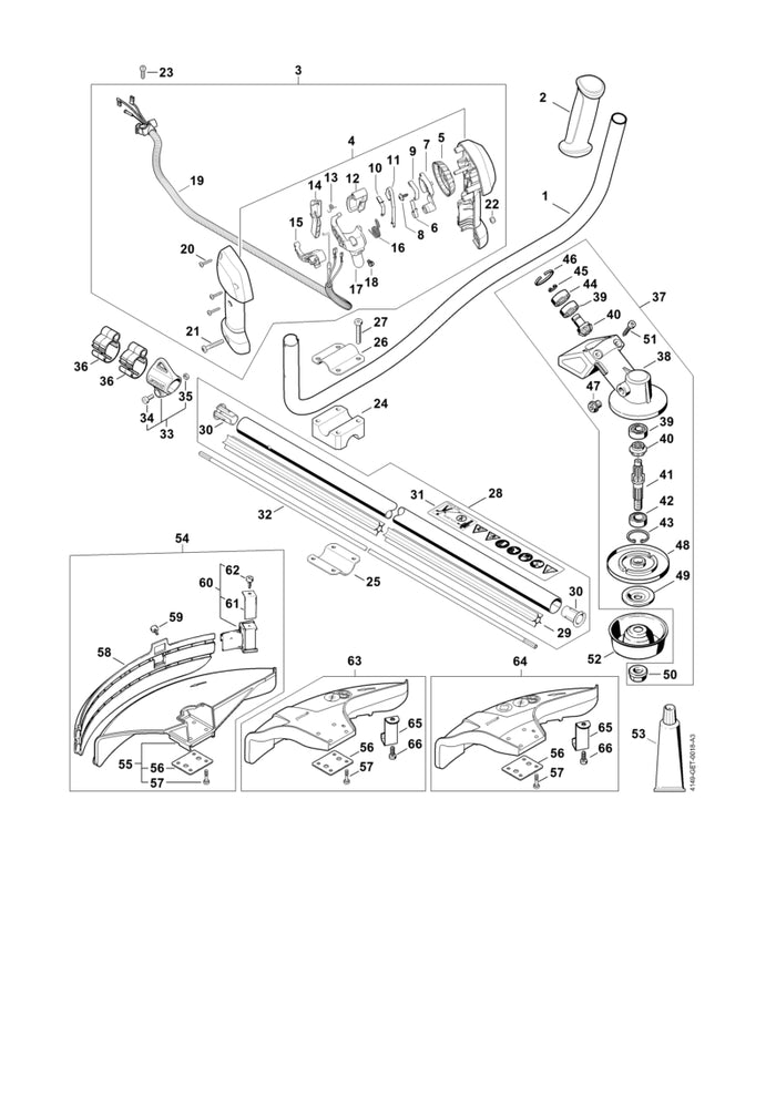 STIHL 4130-642-0601 Abtriebswelle positie 41 technische tekening