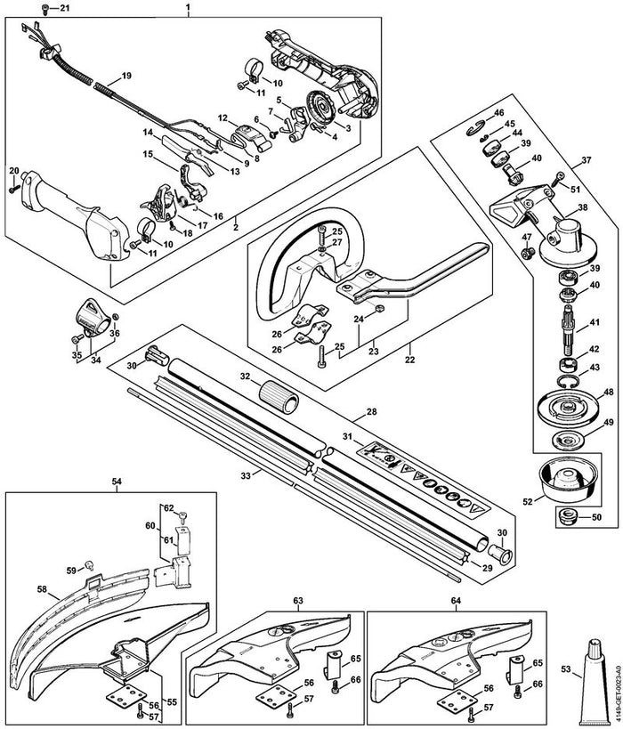 STIHL 4149-711-7202 Schlauch positie 32 technische tekening