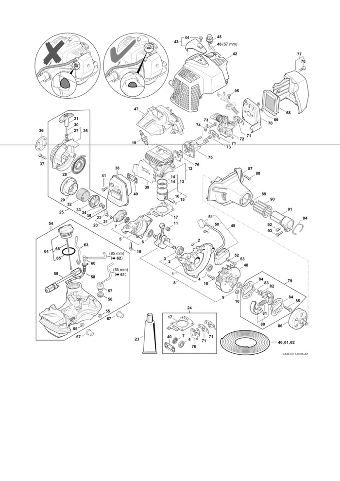 STIHL 4149-140-1002 Filterdeckel positie 77 technische tekening