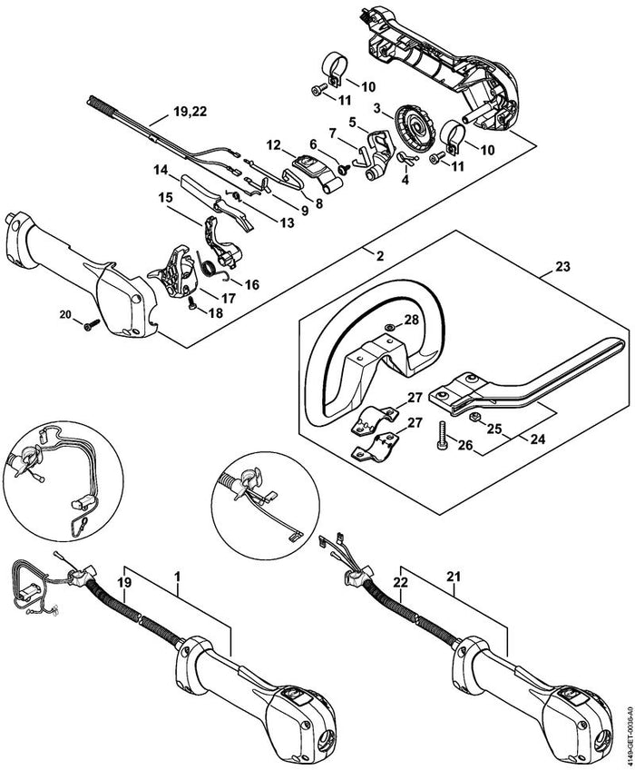 STIHL 4149-790-1300 Bedienungsgriff positie 21 technische tekening