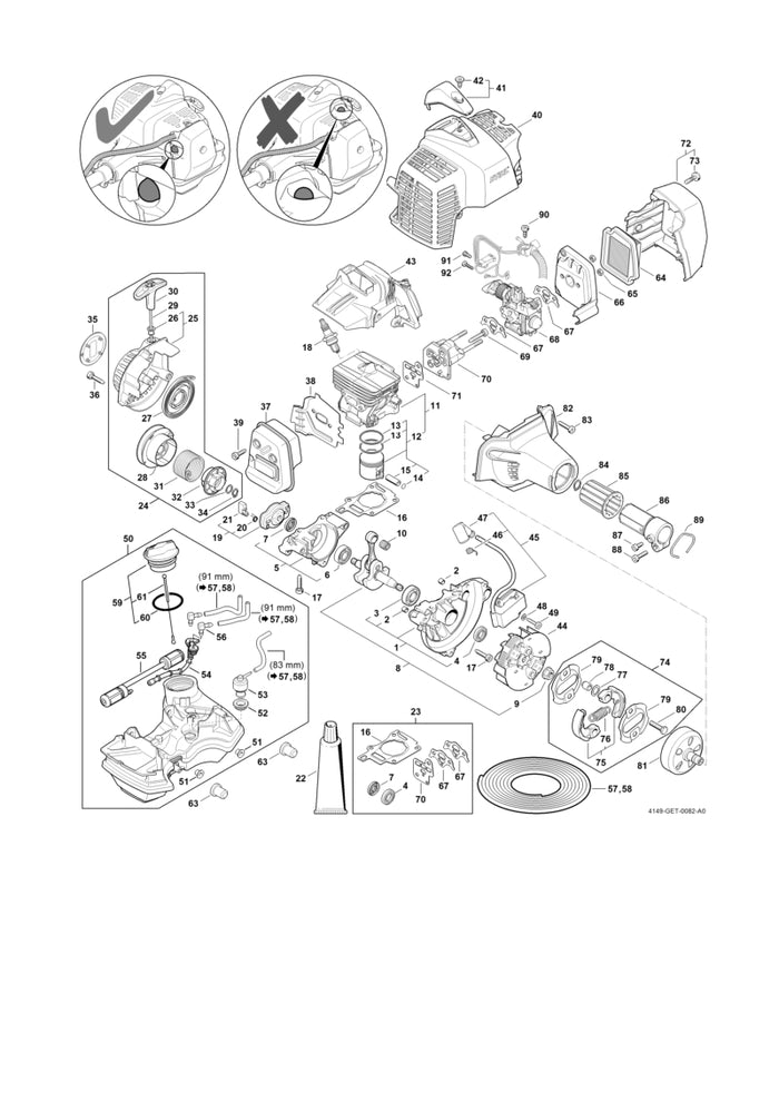 STIHL 4149-140-2803 Filtergehäuse positie 66 technische tekening