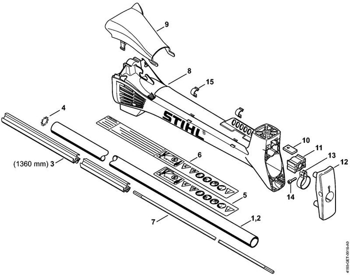 STIHL 4180-790-0901 AV-Gehäuse positie 8 technische tekening