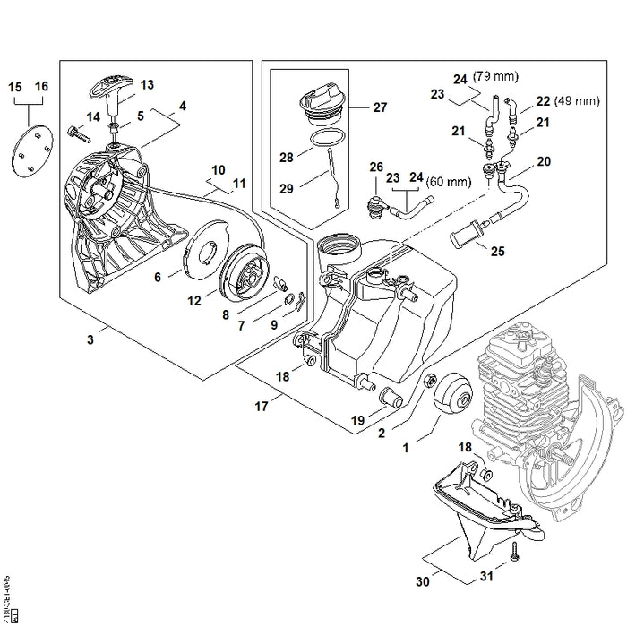 STIHL 4180-190-0401 Starterdeckel positie 4 technische tekening