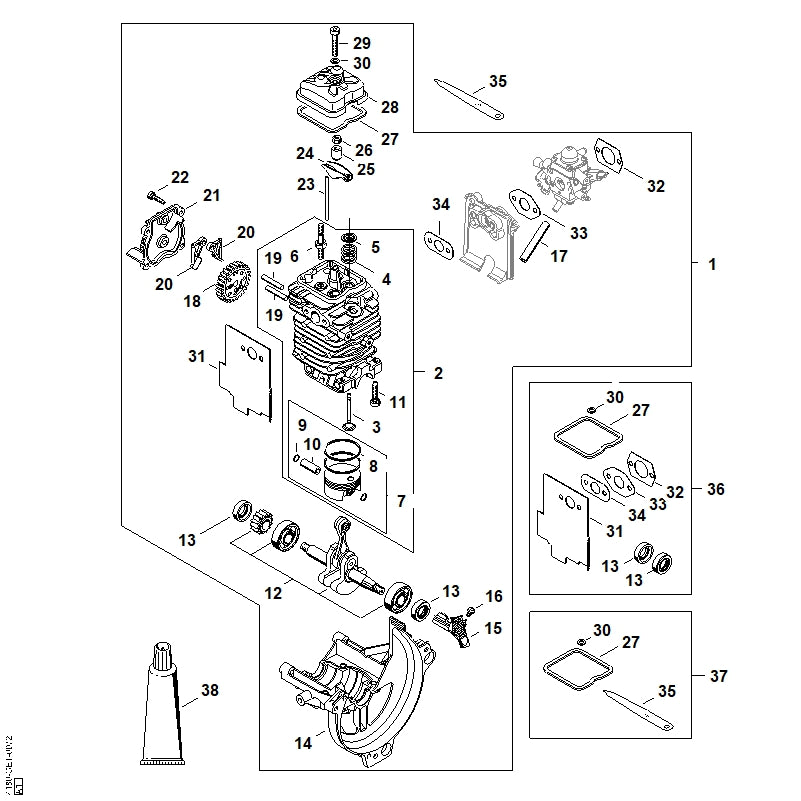 STIHL 4180-141-8602 Impulsschlauch positie 17 technische tekening