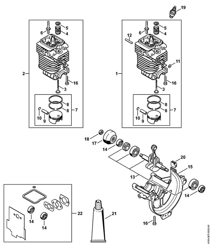 STIHL 4180-021-2500 Kurbelwanne positie 15 technische tekening