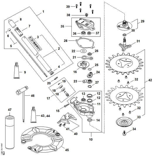 STIHL 4180-967-7200 Warnhinweis Piktogramm RG-KM positie 3 technische tekening