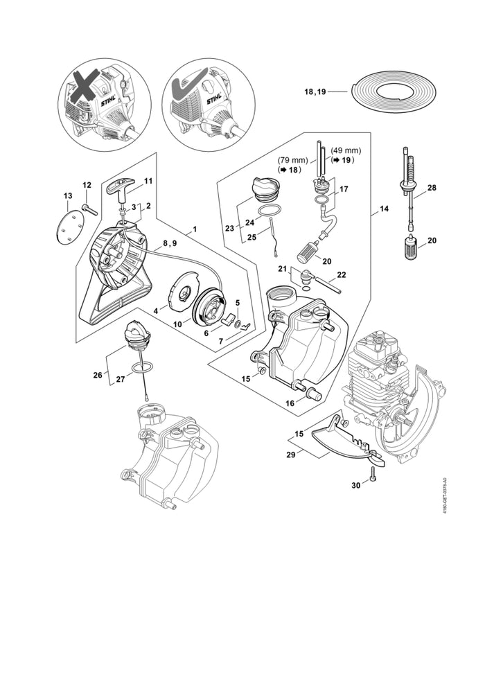 STIHL 4182-967-1501 Typenschild HT 101 positie 13 technische tekening
