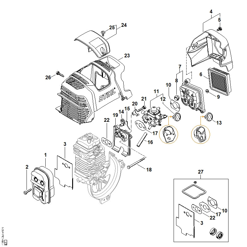 STIHL 4180-120-0618 Vergaser 4180/18 positie 11 technische tekening