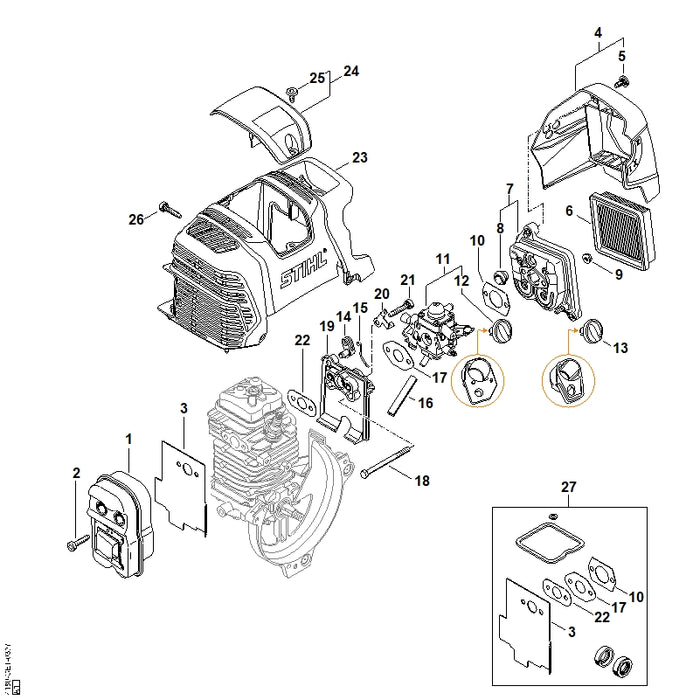 STIHL 4180-120-0618 Vergaser 4180/18 positie 11 technische tekening
