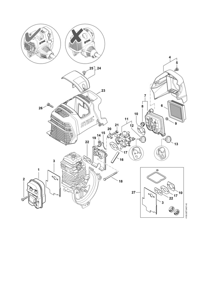 STIHL 4180-080-0401 Abdeckung positie 24 technische tekening