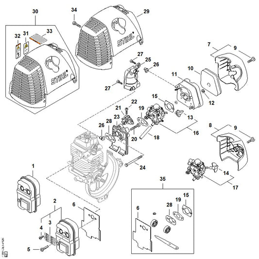 STIHL 4180-140-0602 Schalldämpfer positie 2 technische tekening