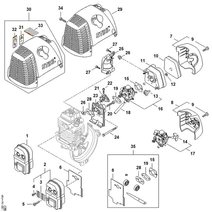 STIHL 4180-140-0602 Schalldämpfer positie 2 technische tekening