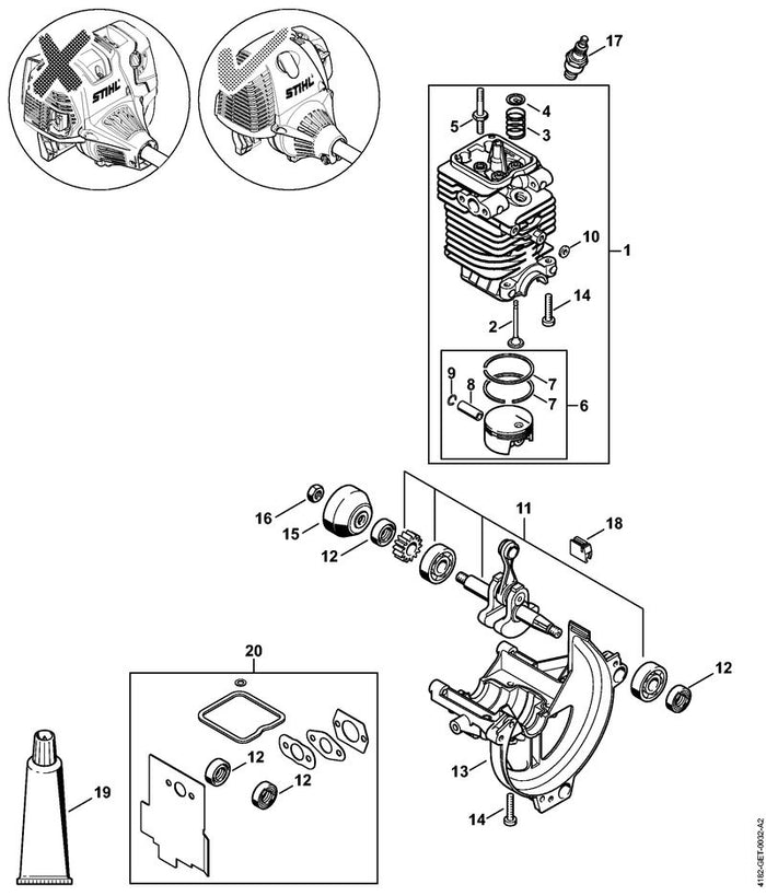 STIHL 4180-025-2003 Ventil positie 2 technische tekening