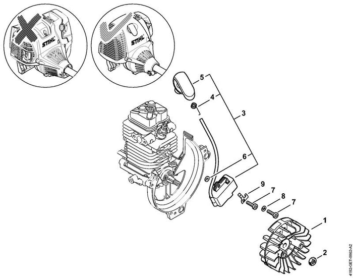 STIHL 4180-400-1200 Schwungrad positie 1 technische tekening