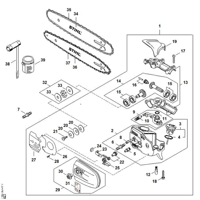 STIHL 4182-640-0152 Getriebe positie 1 technische tekening