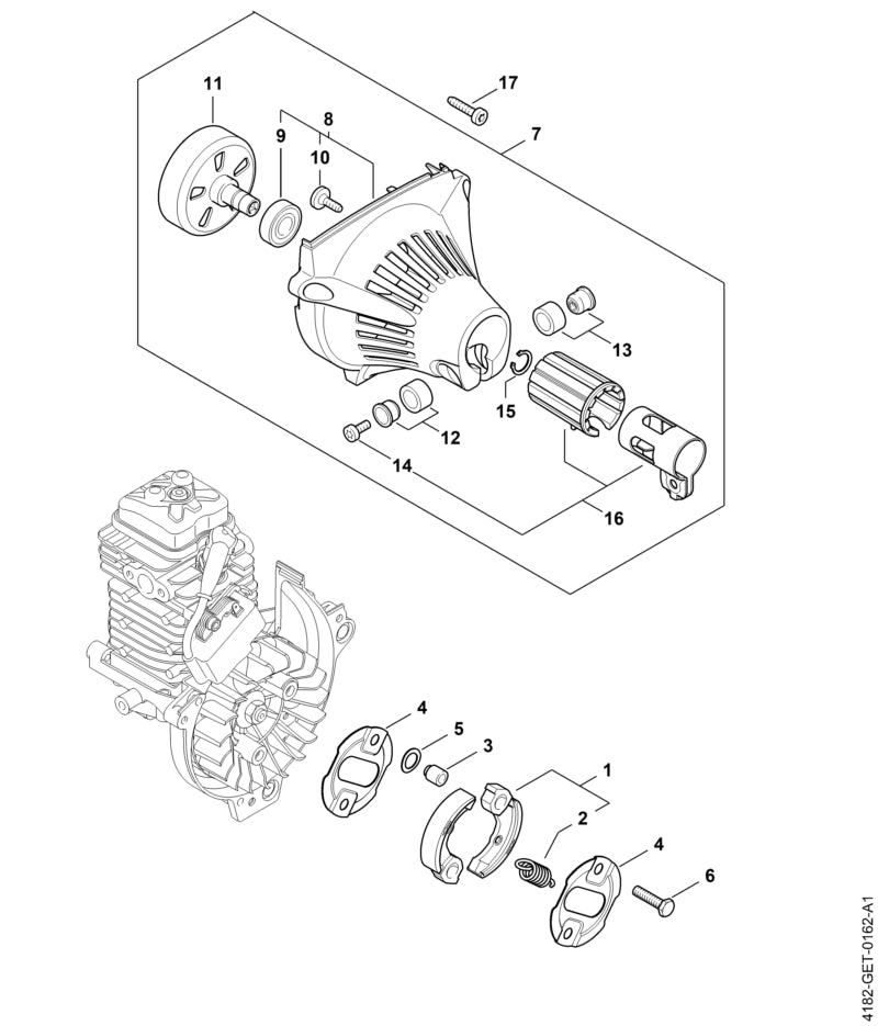 STIHL 4182-080-1807 Lüftergehäuse positie 8 technische tekening