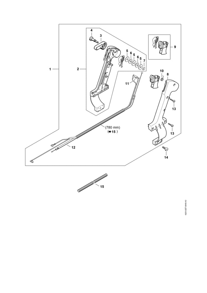 STIHL 4203-180-1105 Gaszug Komplett positie 12 technische tekening