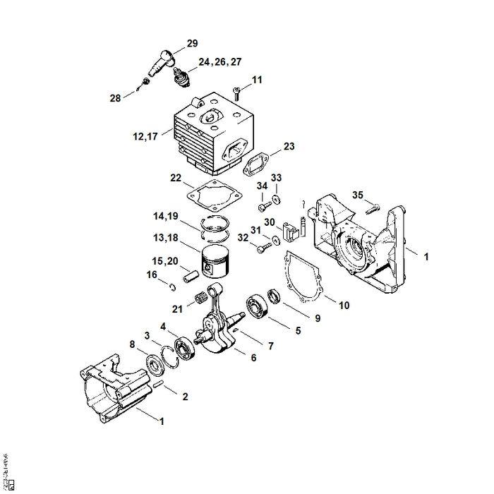 STIHL 9512-003-2344 Nadelkranz 10x14x13 positie 21 technische tekening