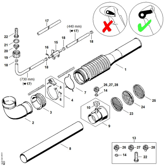 STIHL 4203-007-1019 Satz ULV-Düsen positie 13 technische tekening
