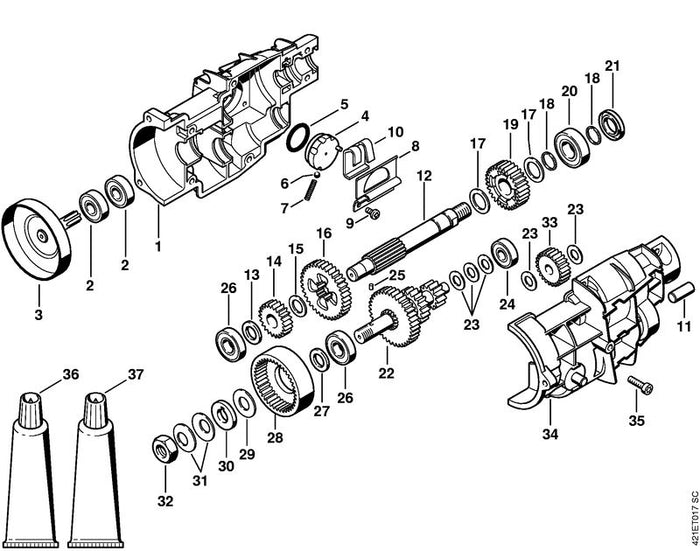 STIHL 0000-997-2001 Druckfeder positie 7 technische tekening