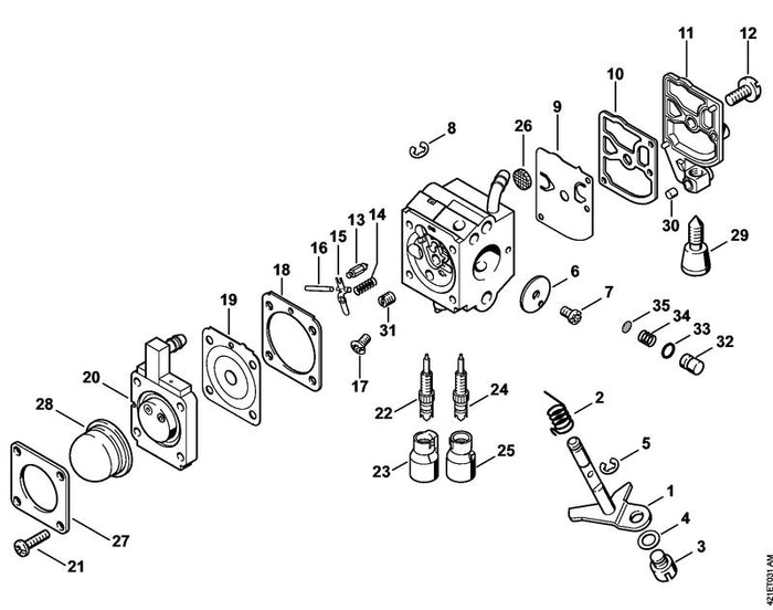 STIHL 4314-122-6700 Hauptstellschraube positie 22 technische tekening