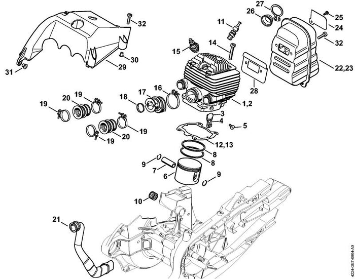 STIHL 9771-021-2524 Schlauchschelle 27x5 positie 19 technische tekening
