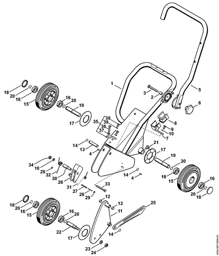 STIHL 9380-620-2580 Spannstift ISO8752-5x14 positie 4 technische tekening