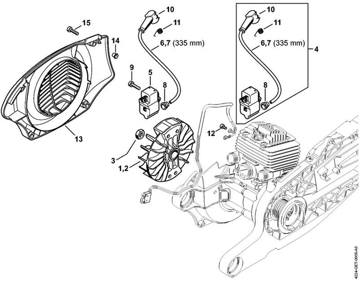 STIHL 4224-400-1200 Schwungrad positie 2 technische tekening