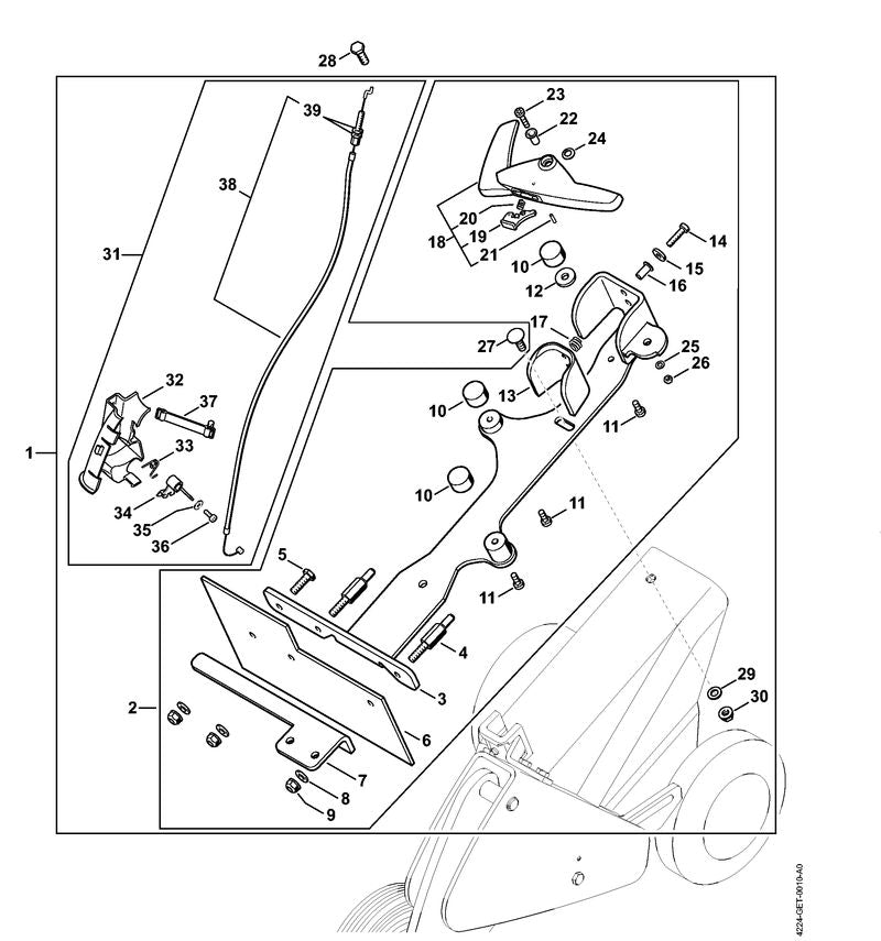 STIHL 4224-790-2000 Verriegelungshebel positie 18 technische tekening
