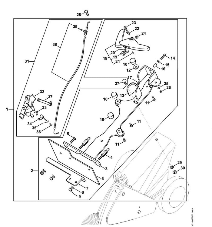 STIHL 4224-180-1802 Gasbetätigung positie 31 technische tekening