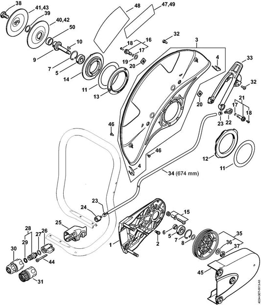 STIHL 0000-967-7287 Warnhinweis Piktogramm positie 47 technische tekening