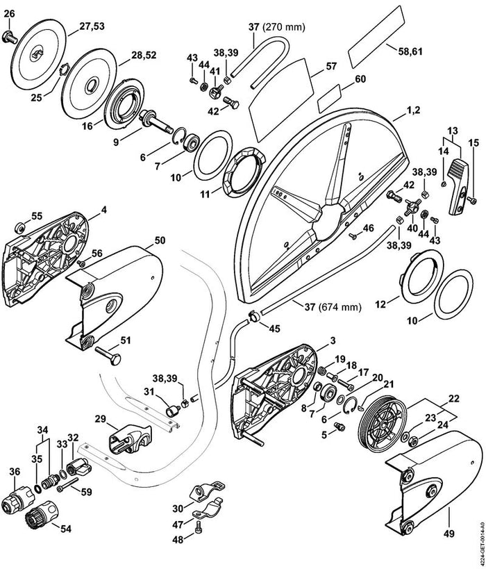 STIHL 4224-700-8101 Schutz positie 50 technische tekening