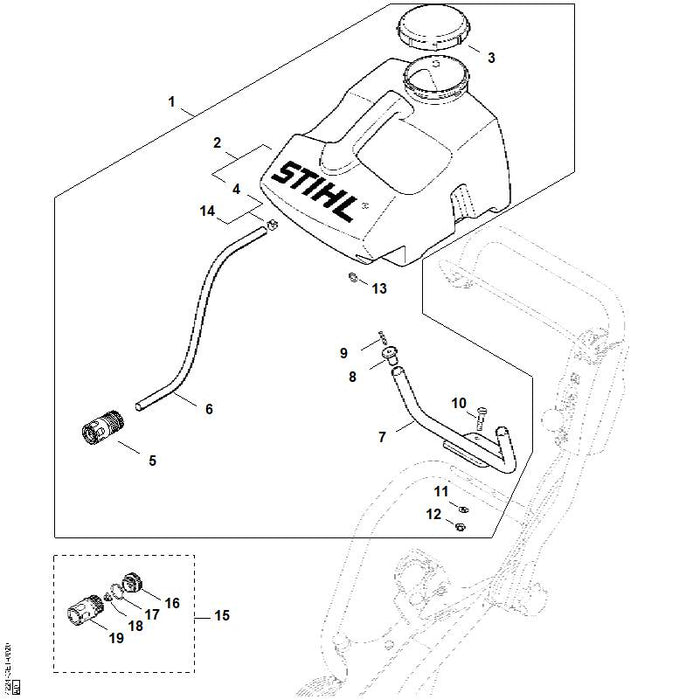 STIHL 9771-021-0785 Schlauchschelle 16-17/8 positie 4 technische tekening