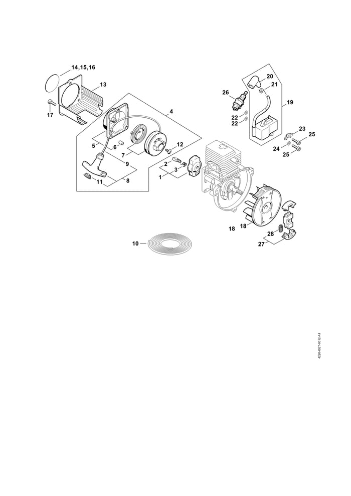 STIHL 4226-190-0400 Starterdeckel positie 5 technische tekening