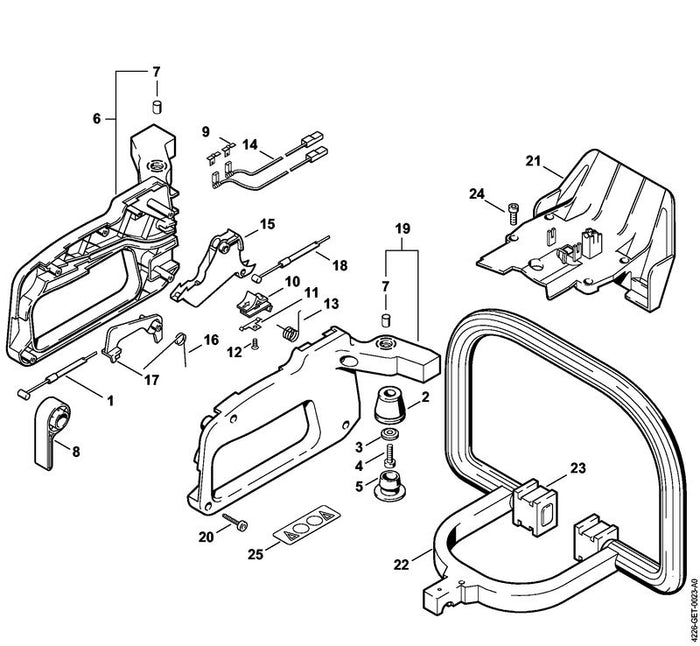 STIHL 4226-440-1104 Kurzschließleitung 315 mm positie 14 technische tekening