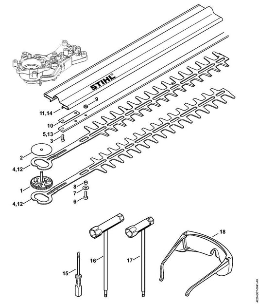 STIHL 4228-641-4600 Führung 450 mm positie 5 technische tekening