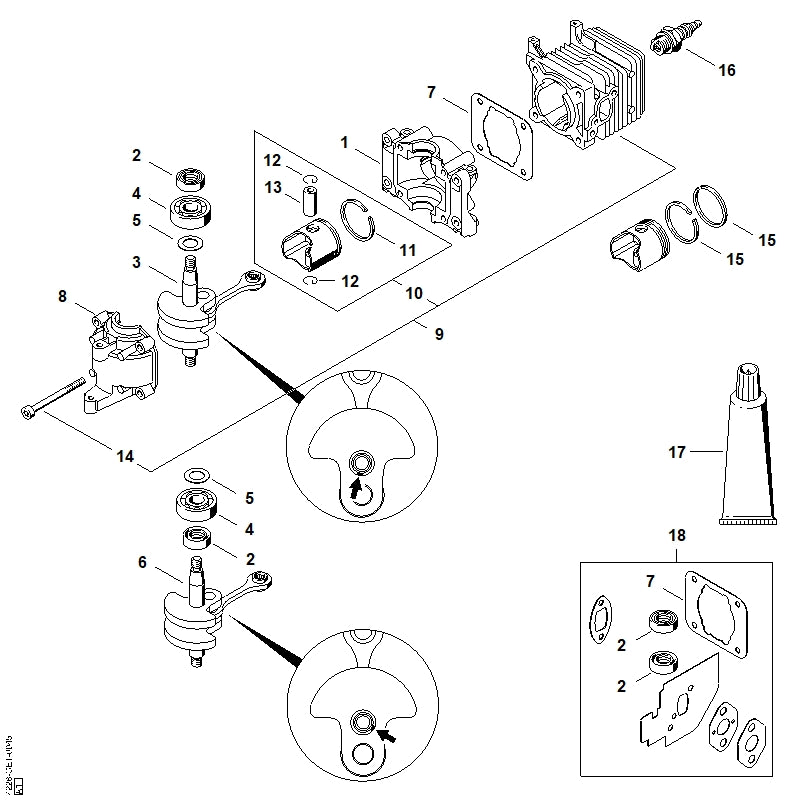 STIHL 4228-007-1050 Dichtungssatz positie 18 technische tekening