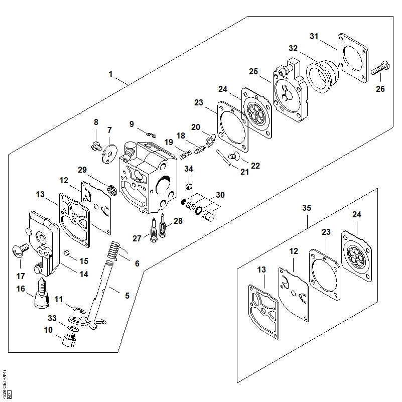 STIHL 4228-121-3303 Drosselklappe positie 7 technische tekening