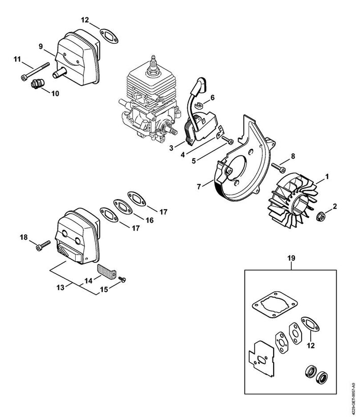STIHL 4229-145-6901 Stutzen positie 10 technische tekening