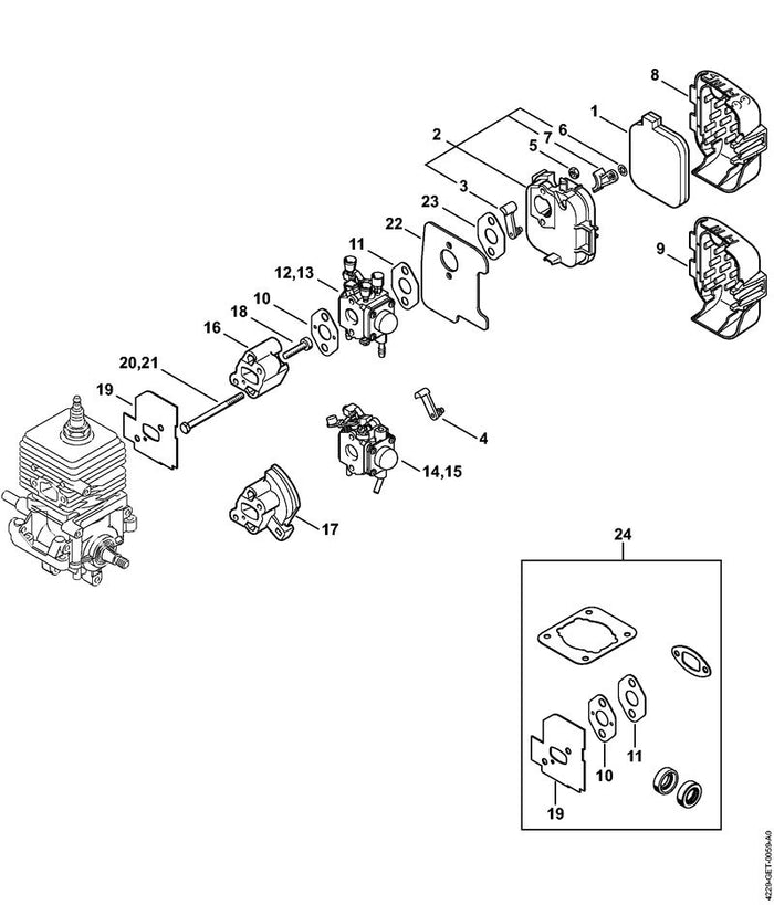STIHL 4229-120-0604 Vergaser C1Q-S55B positie 14 technische tekening