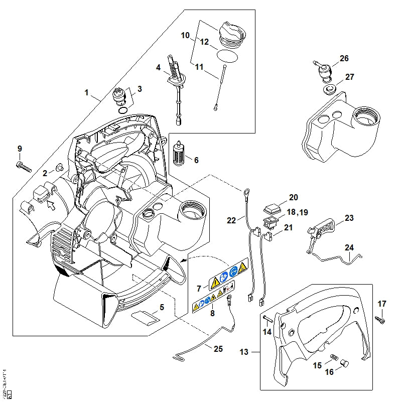 STIHL 4229-182-1003 Gashebel positie 23 technische tekening