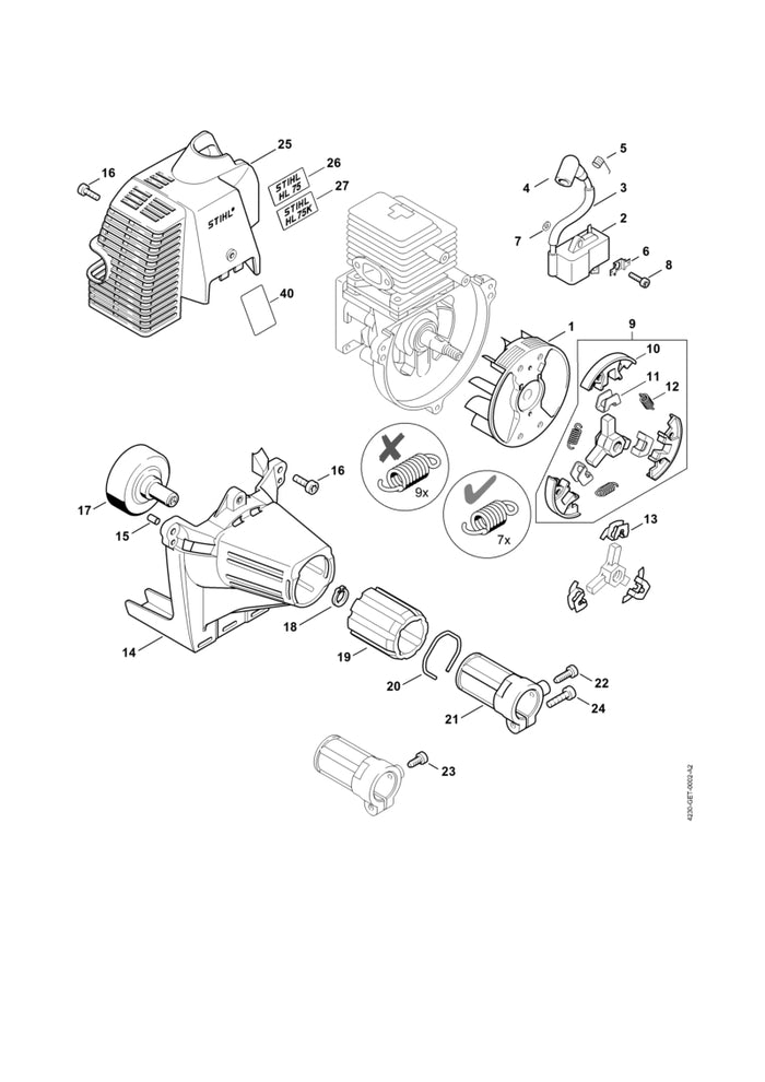 STIHL 4137-160-2004 Kupplung positie 9 technische tekening
