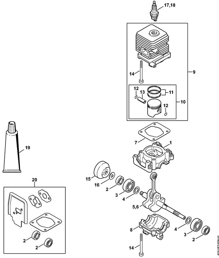 STIHL 4137-034-1500 Kolbenbolzen 8x5x22 positie 13 technische tekening