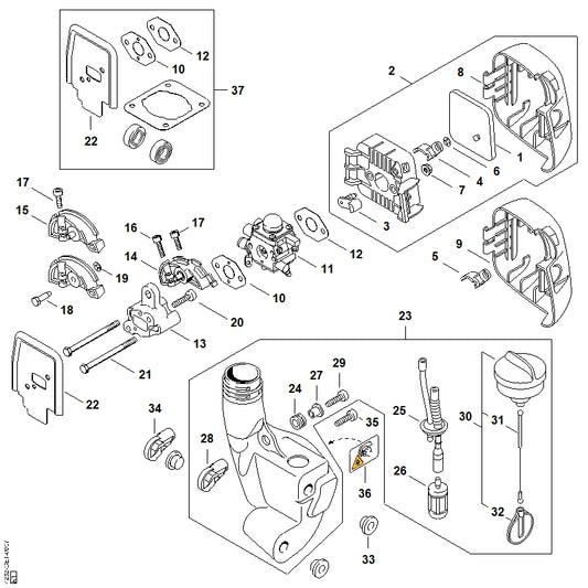 STIHL 0000-353-0800 Verliersicherung positie 32 technische tekening