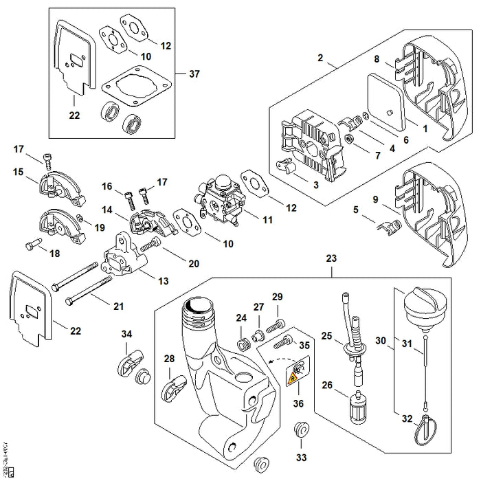 STIHL 4128-350-0505 Tankverschluss positie 30 technische tekening