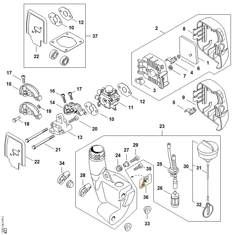 STIHL 4140-140-2850 Filtergehäuse positie 2 technische tekening