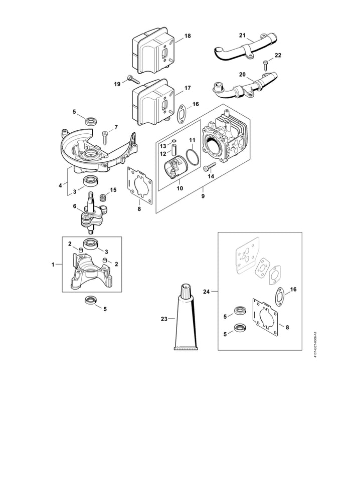 STIHL 4237-020-1202 Zylinder mit Kolben Ø 34 mm positie 9 technische tekening